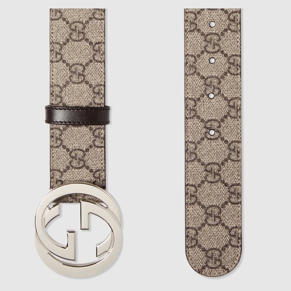 GUCCI SUPREME BELT WITH G BUCKLE MENS BROWN LOGO PRINT REVERSIBLE {$480} 75 / 30 - Picture 2 of 13